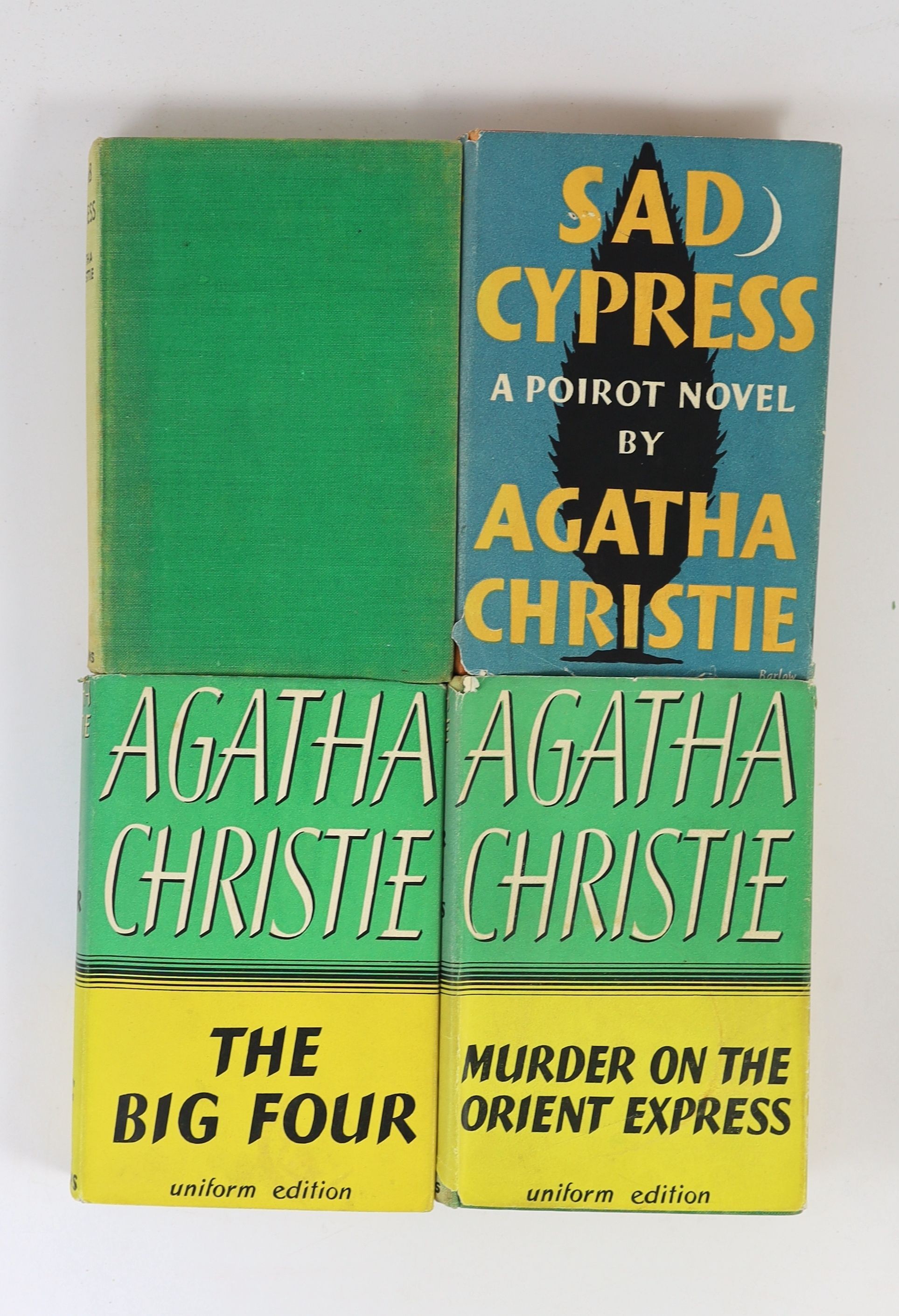 Christie, Agatha - 12 works - Partners in Crime, with torn d/j, with loss to spine and lower rear panel, nd, [1929], Death on the Nile, 2nd impression, in unclipped d/j, with loss to lower spine, 1938; Cards on the Table